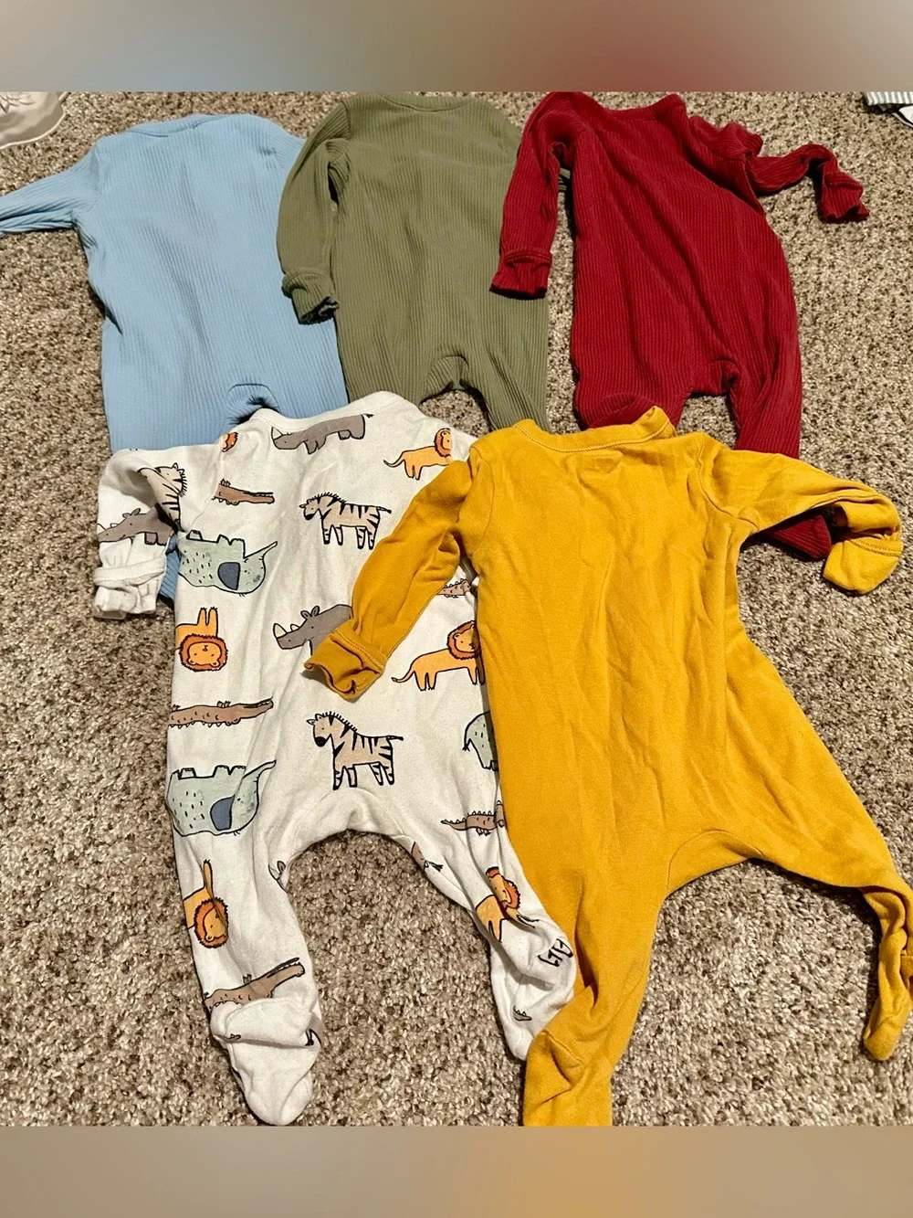 Baby Footed Sleepers - Multicolor Animal & Solid Set